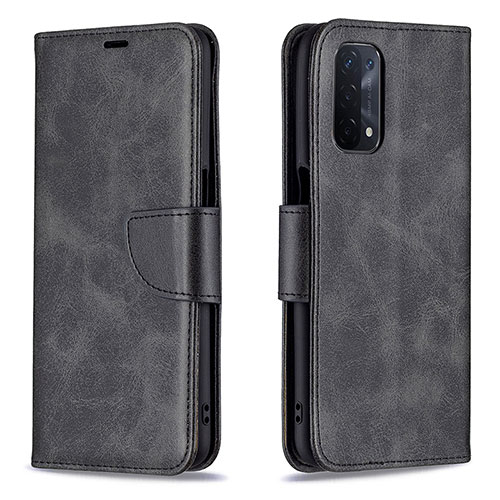 Leather Case Stands Flip Cover Holder B04F for Oppo A93 5G Black