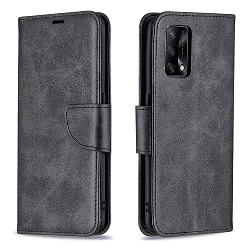 Leather Case Stands Flip Cover Holder B04F for Oppo A95 4G Black