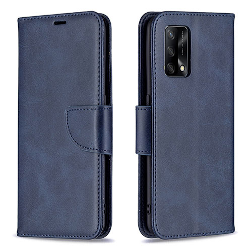 Leather Case Stands Flip Cover Holder B04F for Oppo A95 4G Blue