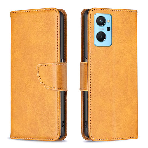 Leather Case Stands Flip Cover Holder B04F for Oppo A96 4G Light Brown