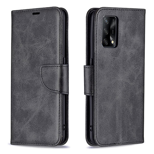 Leather Case Stands Flip Cover Holder B04F for Oppo F19 Black