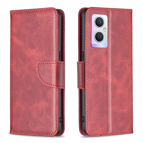 Leather Case Stands Flip Cover Holder B04F for Oppo F21 Pro 5G Red