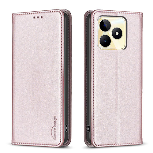 Leather Case Stands Flip Cover Holder B04F for Realme C53 India Pink