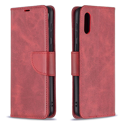 Leather Case Stands Flip Cover Holder B04F for Samsung Galaxy A02 Red