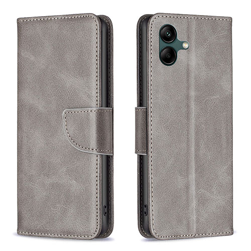 Leather Case Stands Flip Cover Holder B04F for Samsung Galaxy A04 4G Gray