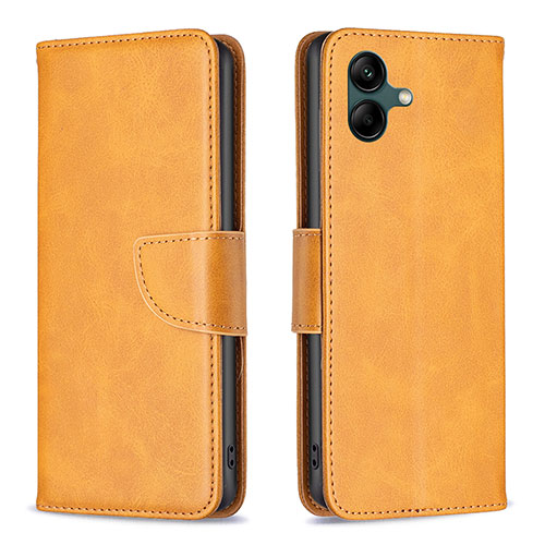 Leather Case Stands Flip Cover Holder B04F for Samsung Galaxy A04 4G Light Brown