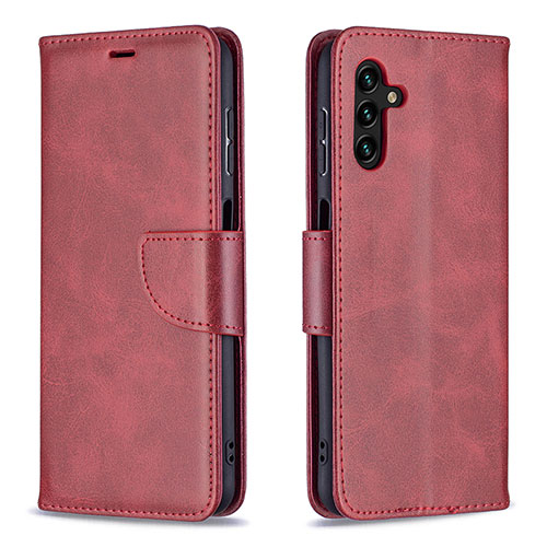 Leather Case Stands Flip Cover Holder B04F for Samsung Galaxy A04s Red