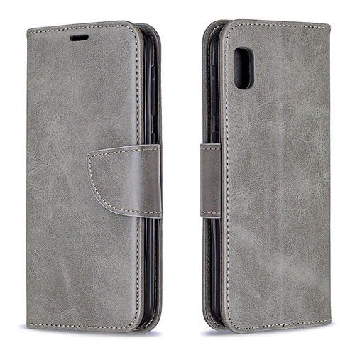 Leather Case Stands Flip Cover Holder B04F for Samsung Galaxy A10e Gray