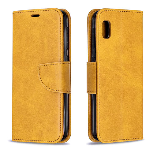 Leather Case Stands Flip Cover Holder B04F for Samsung Galaxy A10e Light Brown