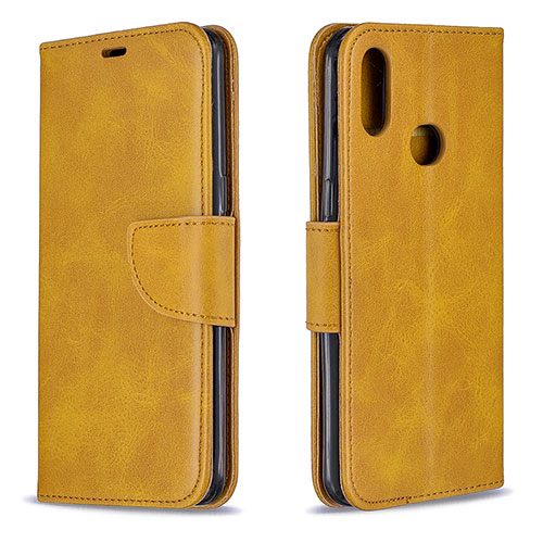 Leather Case Stands Flip Cover Holder B04F for Samsung Galaxy A10s Light Brown