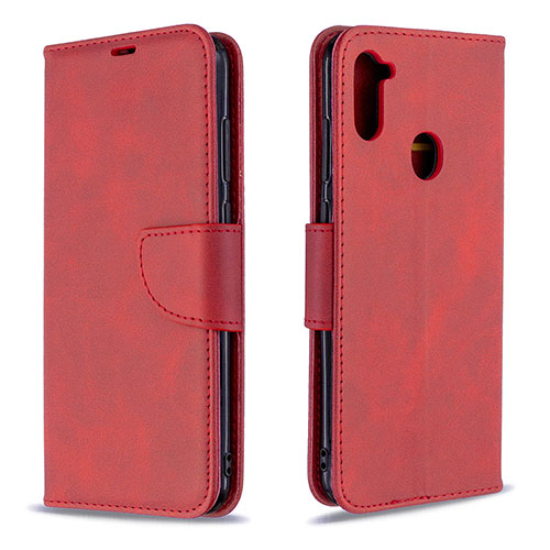 Leather Case Stands Flip Cover Holder B04F for Samsung Galaxy A11 Red