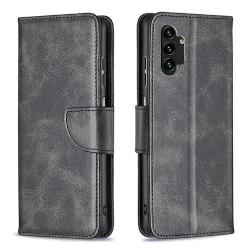 Leather Case Stands Flip Cover Holder B04F for Samsung Galaxy A13 4G Black