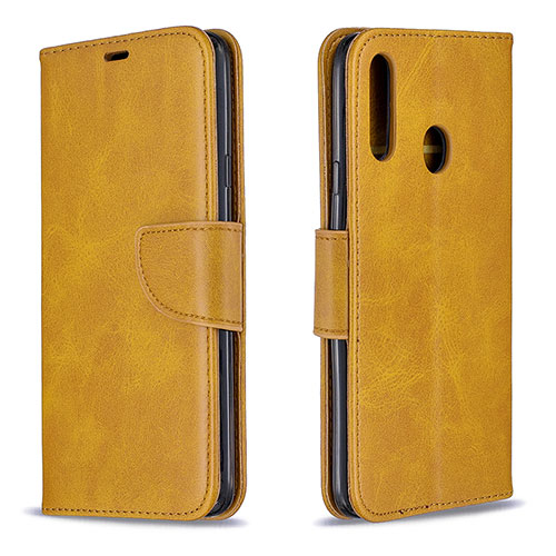 Leather Case Stands Flip Cover Holder B04F for Samsung Galaxy A20s Light Brown