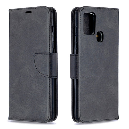 Leather Case Stands Flip Cover Holder B04F for Samsung Galaxy A21s Black