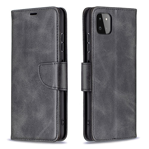 Leather Case Stands Flip Cover Holder B04F for Samsung Galaxy A22 5G Black