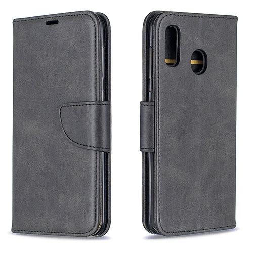 Leather Case Stands Flip Cover Holder B04F for Samsung Galaxy A30 Black