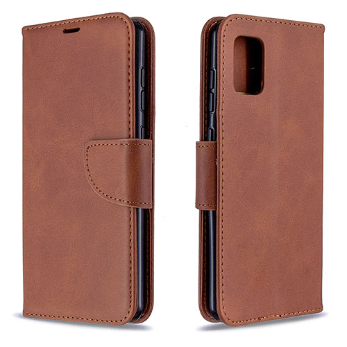 Leather Case Stands Flip Cover Holder B04F for Samsung Galaxy A31 Brown