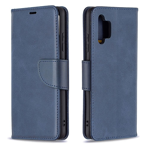 Leather Case Stands Flip Cover Holder B04F for Samsung Galaxy A32 4G Blue