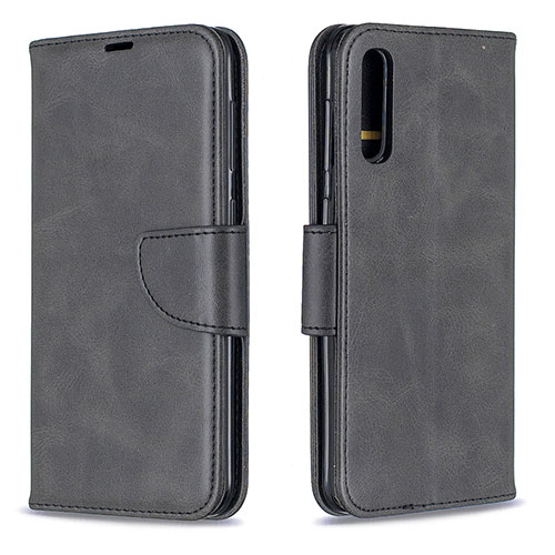Leather Case Stands Flip Cover Holder B04F for Samsung Galaxy A50S Black