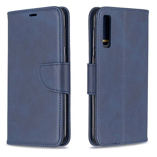 Leather Case Stands Flip Cover Holder B04F for Samsung Galaxy A50S Blue