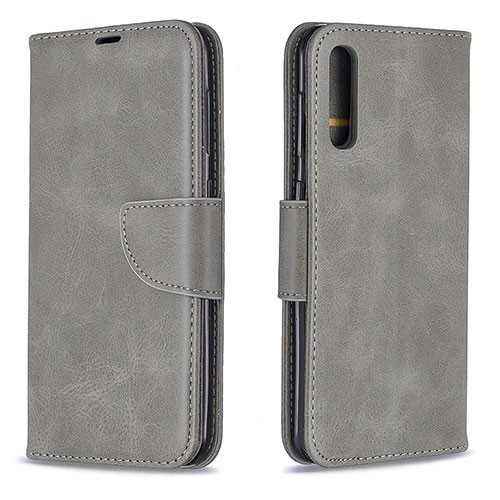Leather Case Stands Flip Cover Holder B04F for Samsung Galaxy A50S Gray