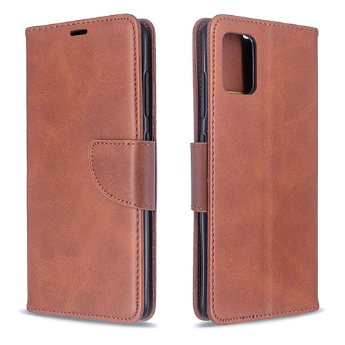 Leather Case Stands Flip Cover Holder B04F for Samsung Galaxy A51 4G Brown