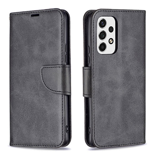 Leather Case Stands Flip Cover Holder B04F for Samsung Galaxy A53 5G Black