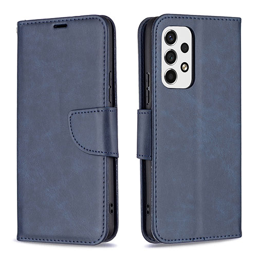 Leather Case Stands Flip Cover Holder B04F for Samsung Galaxy A53 5G Blue