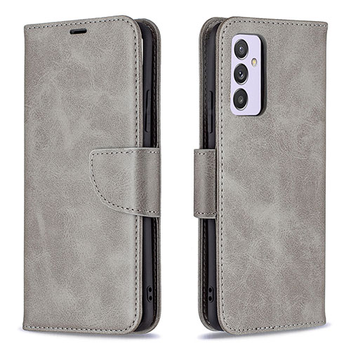 Leather Case Stands Flip Cover Holder B04F for Samsung Galaxy A54 5G Gray