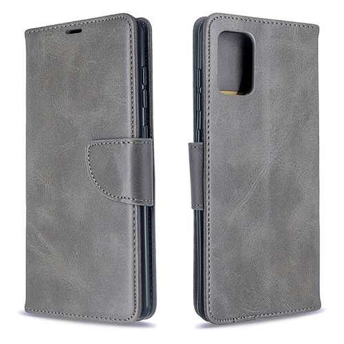 Leather Case Stands Flip Cover Holder B04F for Samsung Galaxy A71 5G Gray