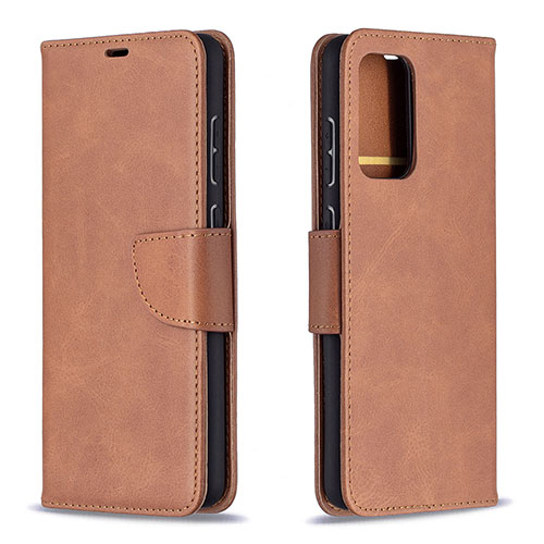Leather Case Stands Flip Cover Holder B04F for Samsung Galaxy A72 4G Brown