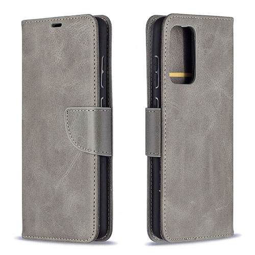 Leather Case Stands Flip Cover Holder B04F for Samsung Galaxy A72 4G Gray