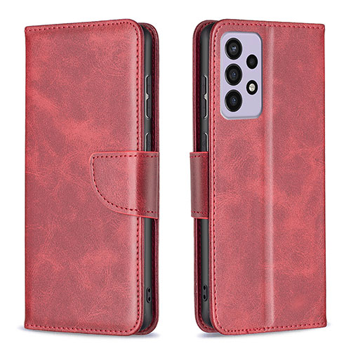 Leather Case Stands Flip Cover Holder B04F for Samsung Galaxy A73 5G Red