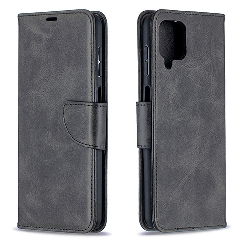 Leather Case Stands Flip Cover Holder B04F for Samsung Galaxy F12 Black