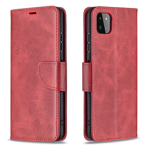 Leather Case Stands Flip Cover Holder B04F for Samsung Galaxy F42 5G Red