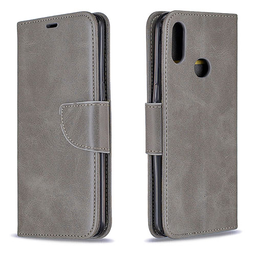 Leather Case Stands Flip Cover Holder B04F for Samsung Galaxy M01s Gray