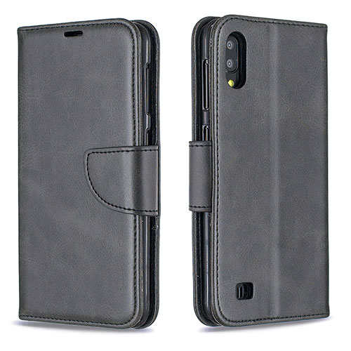 Leather Case Stands Flip Cover Holder B04F for Samsung Galaxy M10 Black