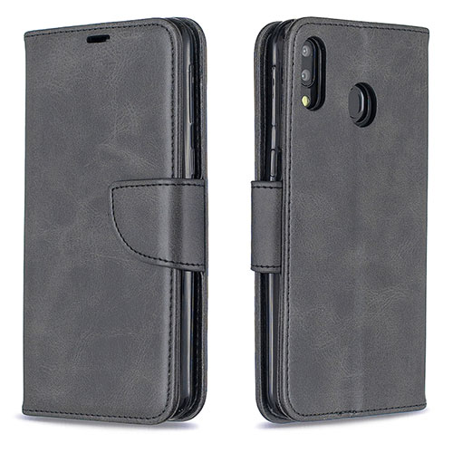 Leather Case Stands Flip Cover Holder B04F for Samsung Galaxy M20 Black