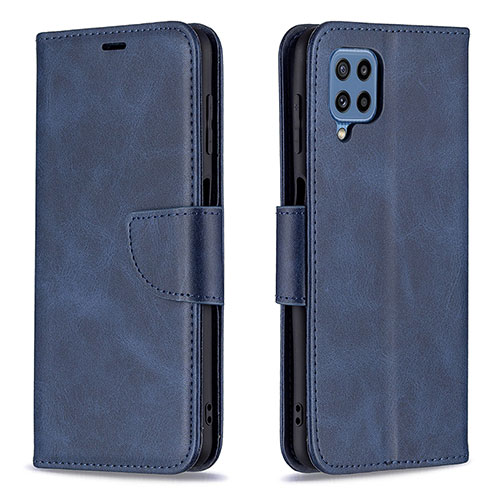 Leather Case Stands Flip Cover Holder B04F for Samsung Galaxy M32 4G Blue