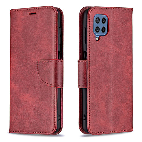 Leather Case Stands Flip Cover Holder B04F for Samsung Galaxy M32 4G Red