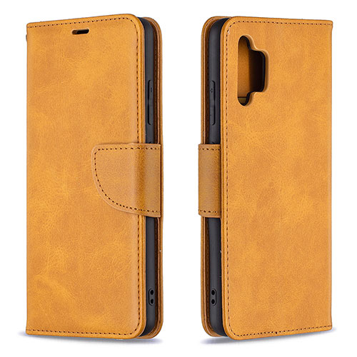 Leather Case Stands Flip Cover Holder B04F for Samsung Galaxy M32 5G Light Brown