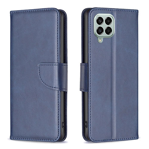 Leather Case Stands Flip Cover Holder B04F for Samsung Galaxy M33 5G Blue