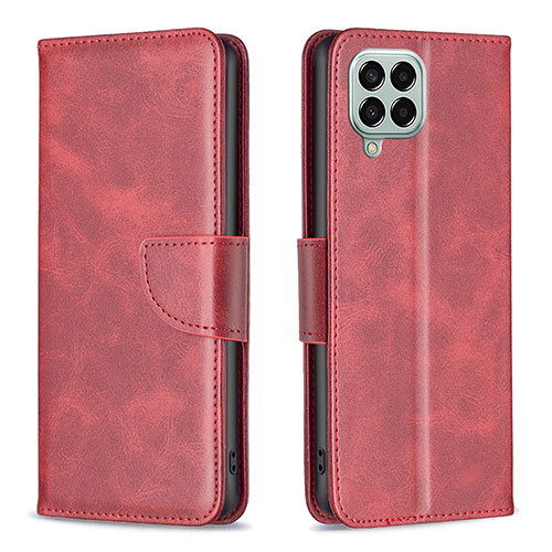 Leather Case Stands Flip Cover Holder B04F for Samsung Galaxy M33 5G Red