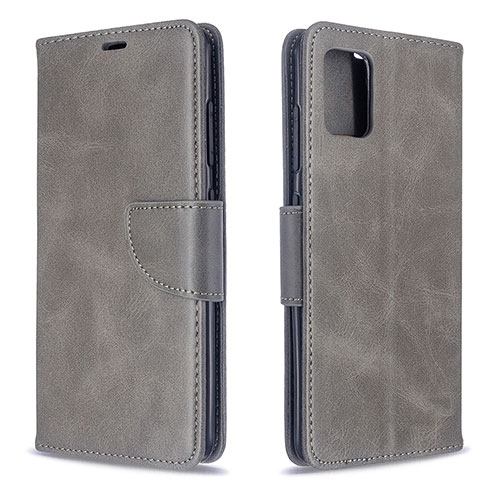 Leather Case Stands Flip Cover Holder B04F for Samsung Galaxy M40S Gray