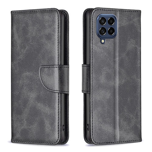 Leather Case Stands Flip Cover Holder B04F for Samsung Galaxy M53 5G Black