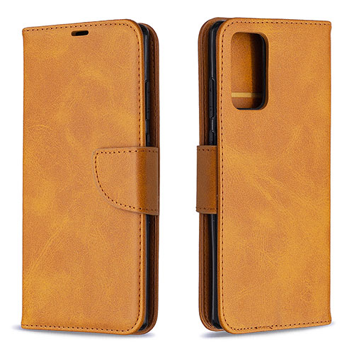 Leather Case Stands Flip Cover Holder B04F for Samsung Galaxy Note 20 5G Light Brown