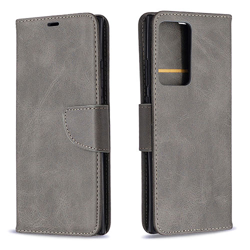 Leather Case Stands Flip Cover Holder B04F for Samsung Galaxy Note 20 Ultra 5G Gray