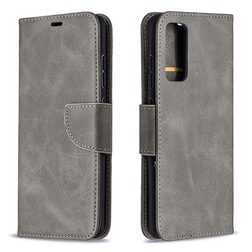 Leather Case Stands Flip Cover Holder B04F for Samsung Galaxy S20 FE 4G Gray