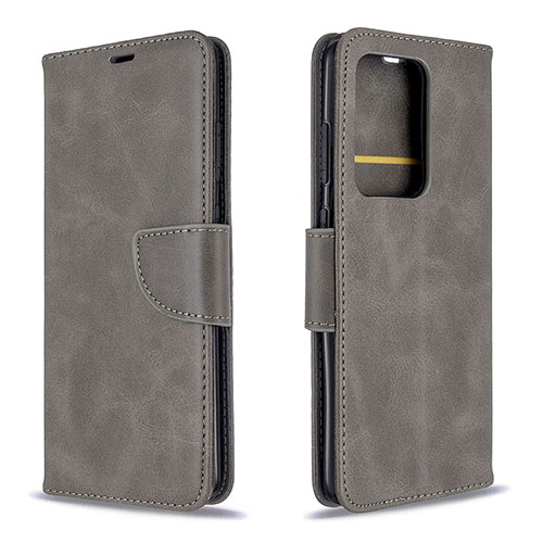 Leather Case Stands Flip Cover Holder B04F for Samsung Galaxy S20 Plus 5G Gray