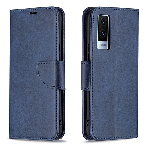 Leather Case Stands Flip Cover Holder B04F for Vivo V21e 5G Blue